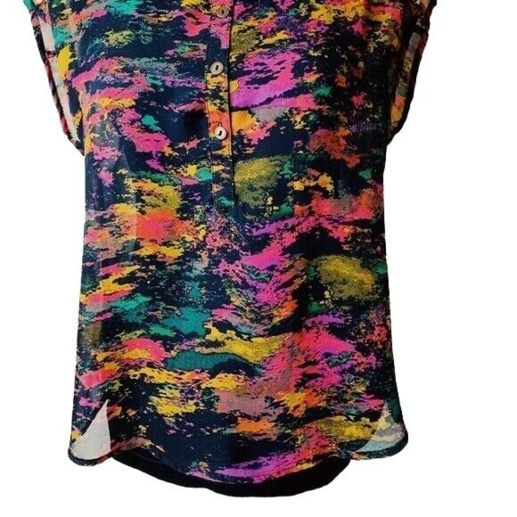 Belle Du Jour Multi Color Chiffon Top Size M - Picture 5 of 6